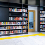 The library is equipped with tactile paths and stairway marking for the visually impaired